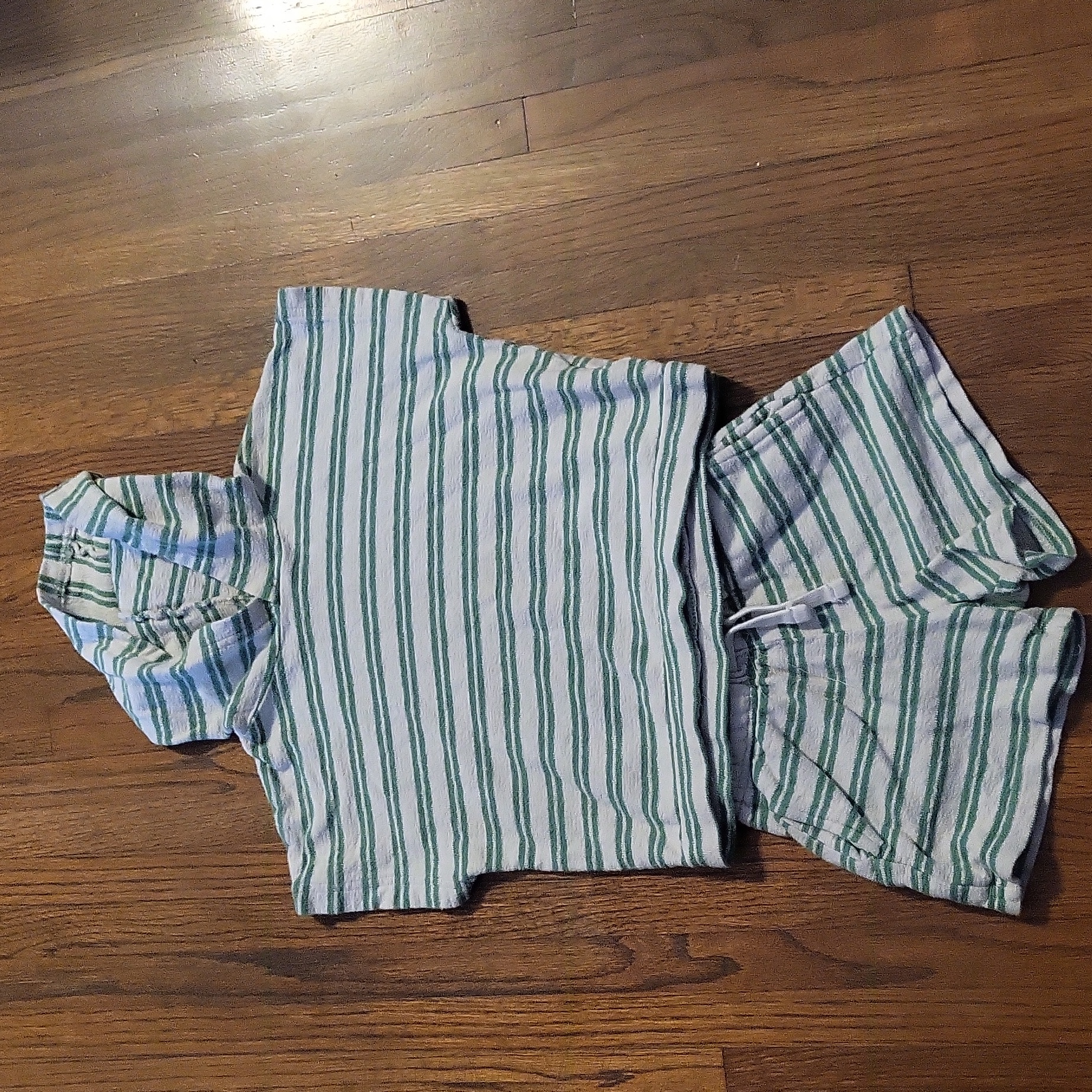 Zara Green And White Toweling Coverup Set With Stripes